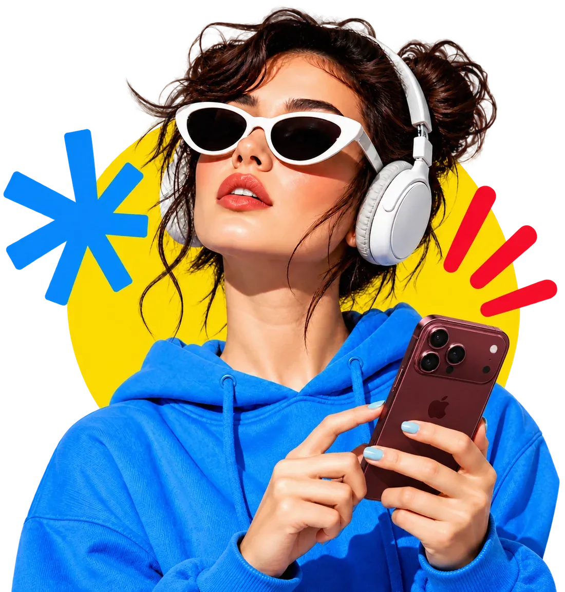 Player with headphones and a phone